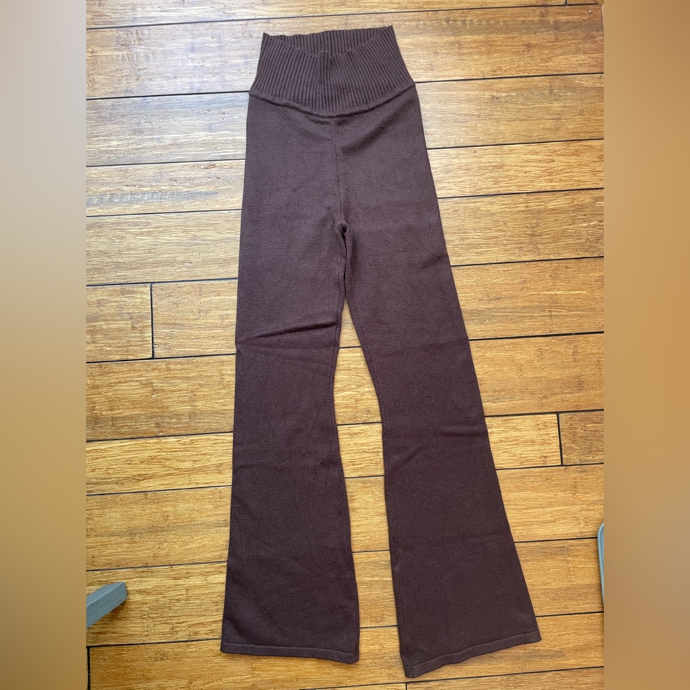 Brown Knit Flare Pants